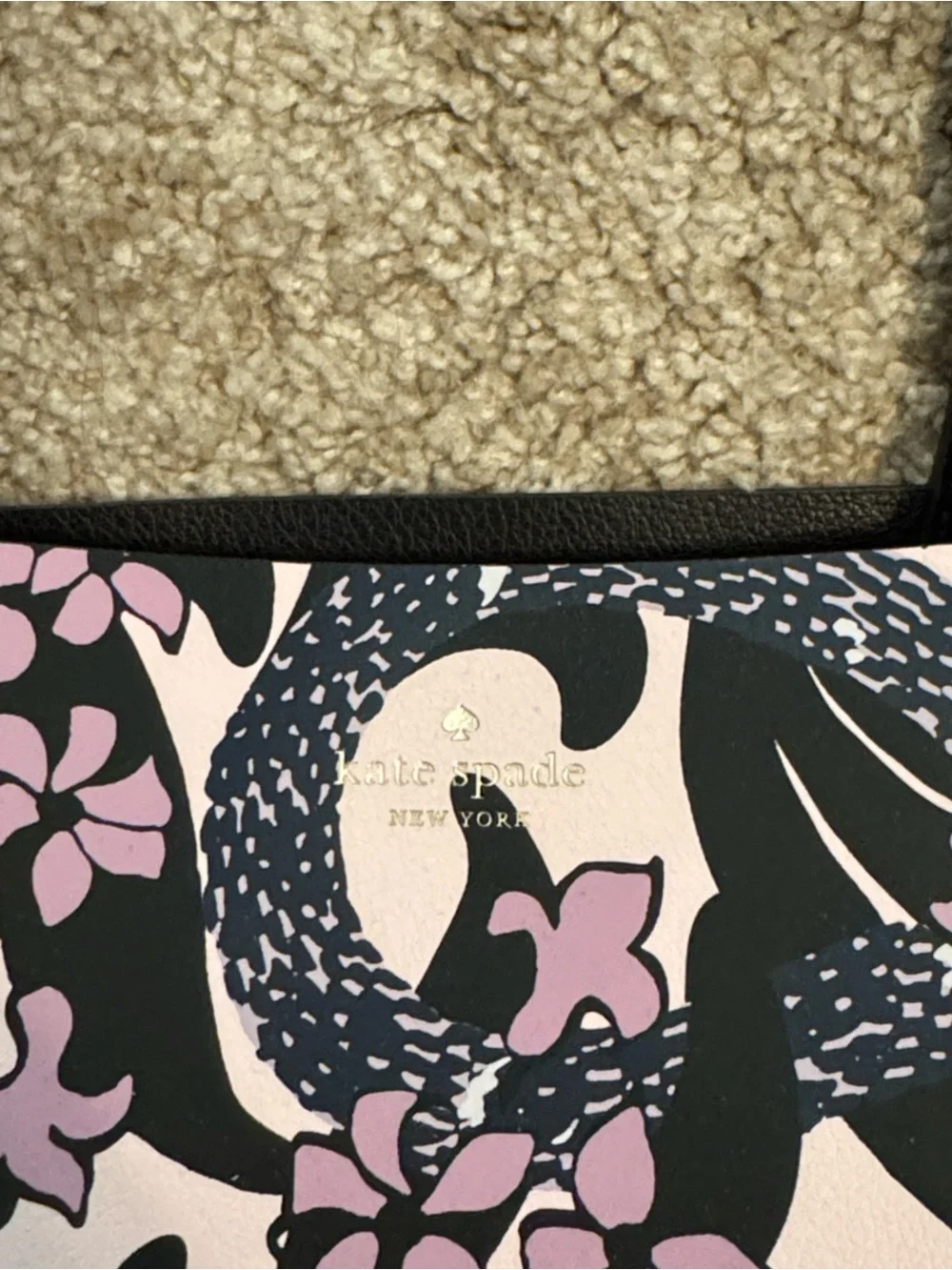 kate spade Black and Light Purple/Pink Floral Tote